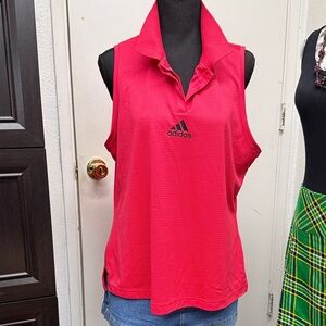 adidas Women's Sleeveless Polo Tank - Bright Coral Pink
